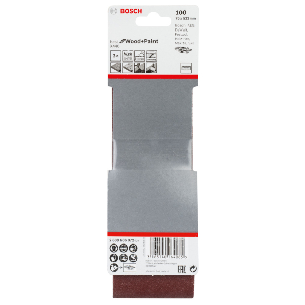 Шкурка BOSCH   75*533   Р-100 (уп. 3шт)  2.608.606.072