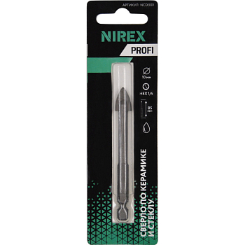 Сверло NIREX Profi по керамике и стеклу 10*85 мм NCD1001