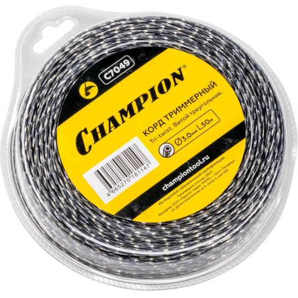 Леска CHAMPION Tri-twist 3,0*50 м (витой треугольник)   C7049