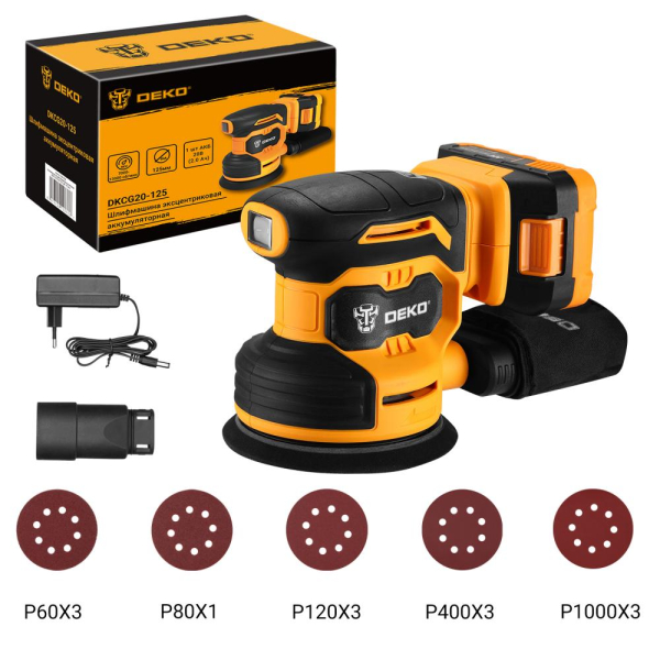 ОШМ аккумуляторная DEKO DKCG20-125 20V,1х2Ач   063-4022