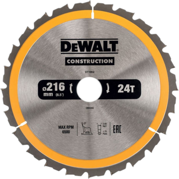 Диск п/п DEWALT DT 1952   216*30*24