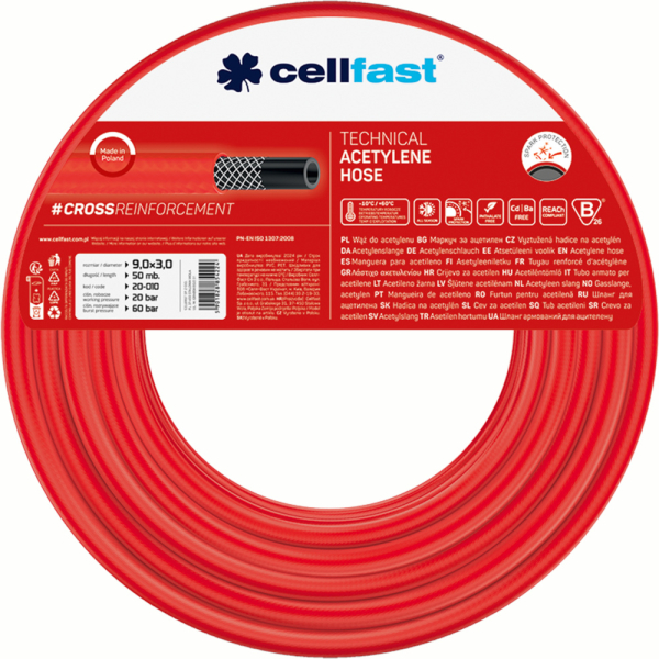 Шланг CELLFAST для ацетилена 9,0*3,0мм  50м