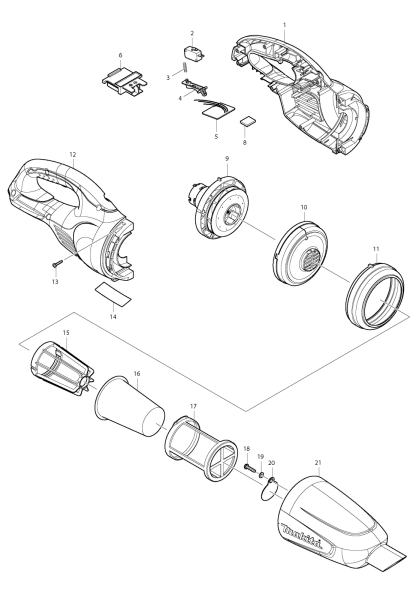 Пылесос аккумуляторный Makita DCL 181 FZ