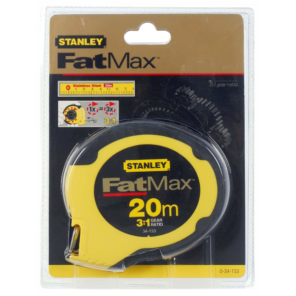Рулетка STANLEY измерительная со стальной лентой 20м*10мм     0-34-133