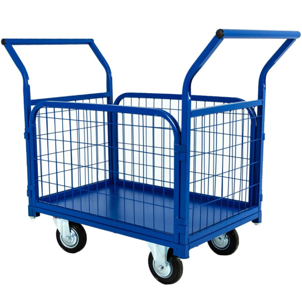 Тележка платформенная TOR ТП-2С 600х900 мм с бортами из сетки и двумя ручками   1012414