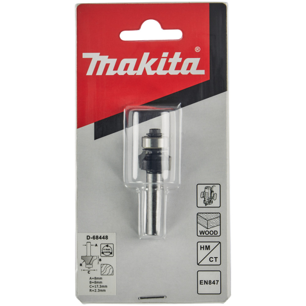 Фреза Makita кромочная калевочная 2,3R 17,3*8*8*51*2Т      D-68448