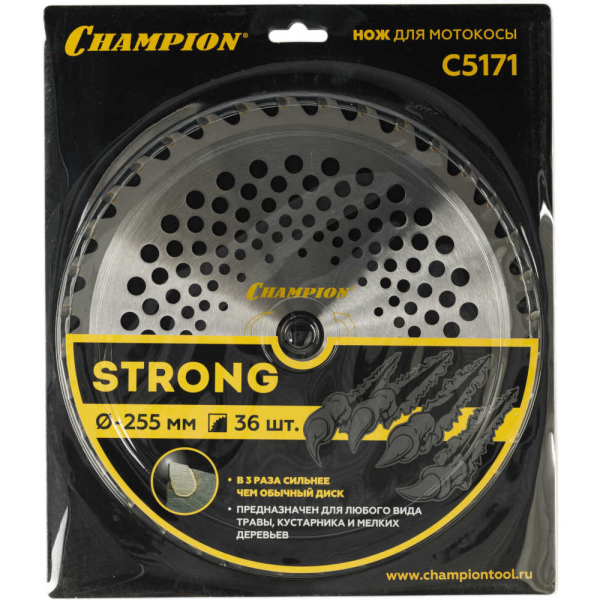 Нож CHAMPION для триммера 36 зубчатый d=255*25.4mm  твердосплавные зубцы   C5171