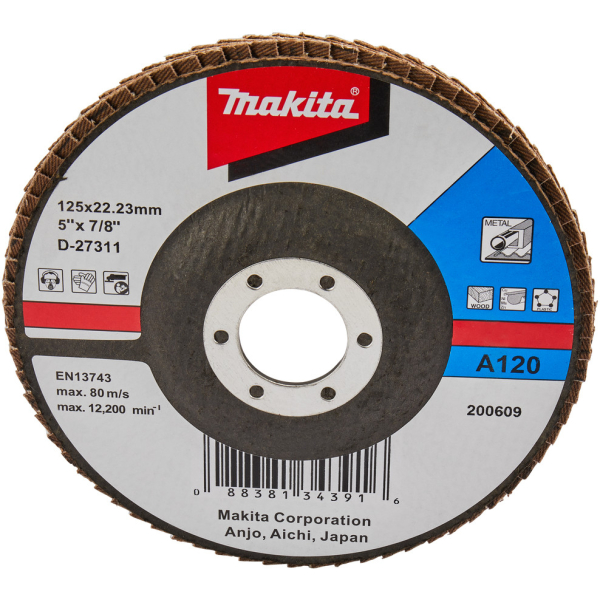 Диск лепестковый Makita 125x22мм К120 для ровной поверхности   D-27311