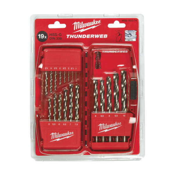 Набор сверл Milwaukee HSS-G THUNDERWEB по металлу 19шт