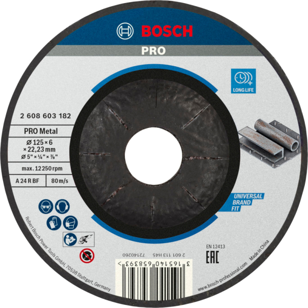 Диск абразивный BOSCH 125*22*6,0 шлифовальный     2.608.603.182
