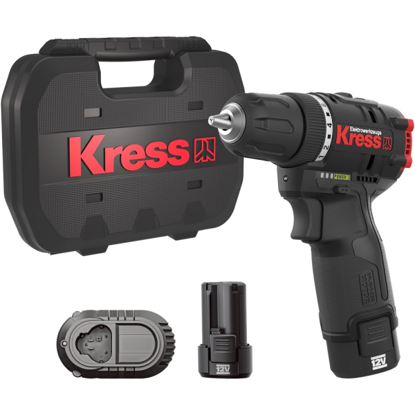 Дрель аккумуляторная KRESS KUA24 12V 2.0Ачх2, ЗУ 1,5А кейс 