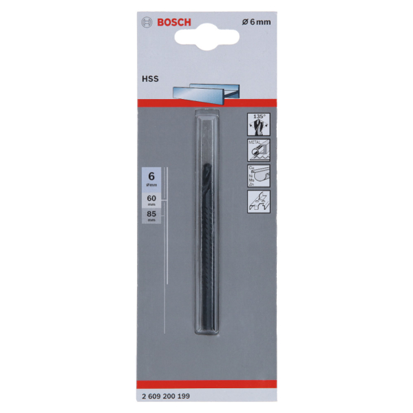 Сверло фрезерное BOSCH HSS 6*85 мм   2.609.200.199