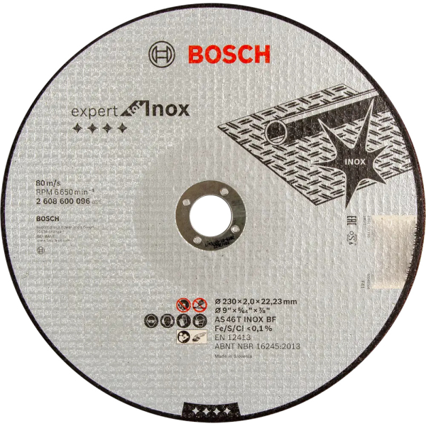 Диск абразивный BOSCH 230*22.2*2,0 нержавейка     2.608.600.096