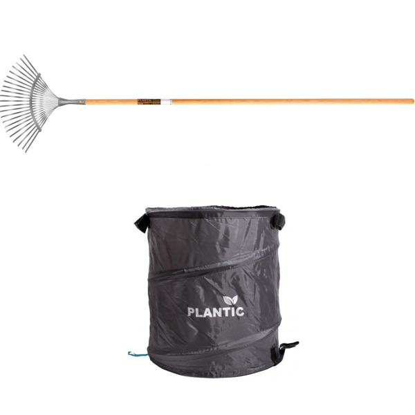 Промонабор грабли веерные регулируемые Plantic Pro + Универсальный садовый мешок Plantic Light 58л.