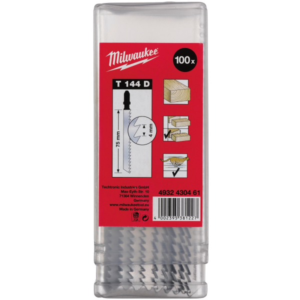 Пилочки Milwaukee для лобзика T144D 75 мм 100 шт