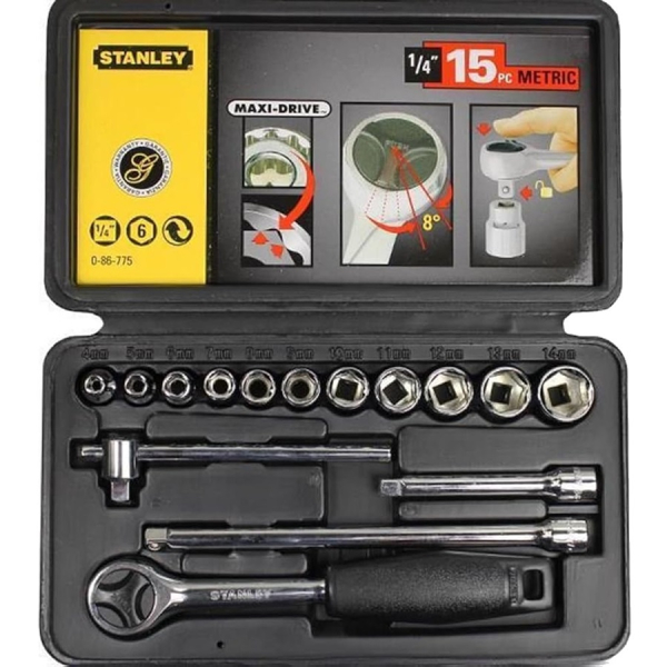 Набор торцевых головок 1/4" STANLEY 15шт. метрический     0-86-775