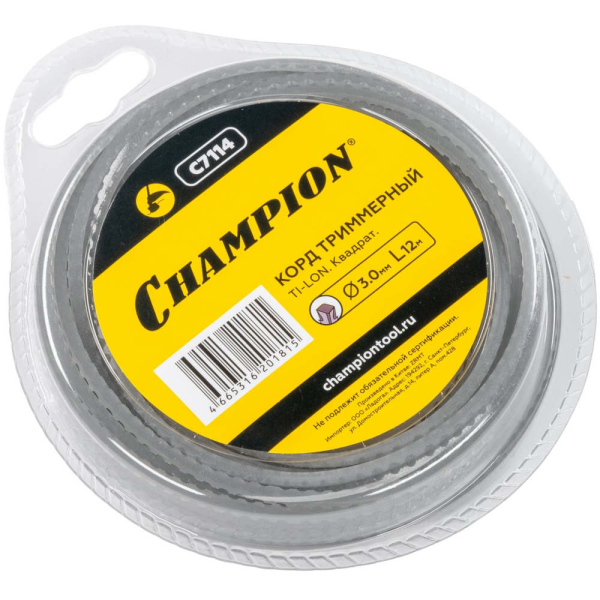 Леска CHAMPION TI-LON 3,0*12 м (зубчатый квадрат)   C7114