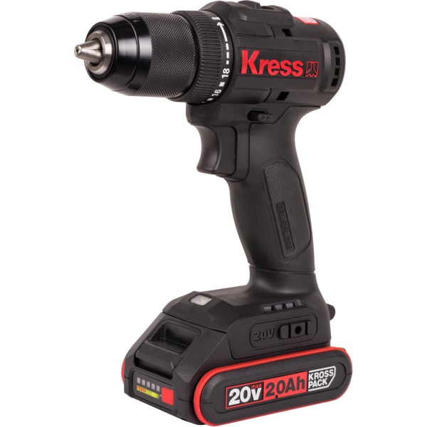 Дрель-шуруповерт аккумуляторная KRESS KU213.1 20V 2Ач x2 ЗУ 2А Сумка + коробка