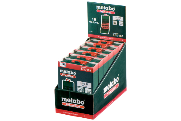 Набор сверл Metabo HSS-G по металлу 19 шт   (27153)