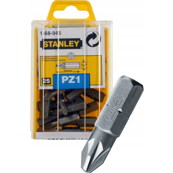 Вставка STANLEY с шестигр. хвостовиком 1/4"х25мм Pozidriv (упак. 25 шт.)   1-68-945