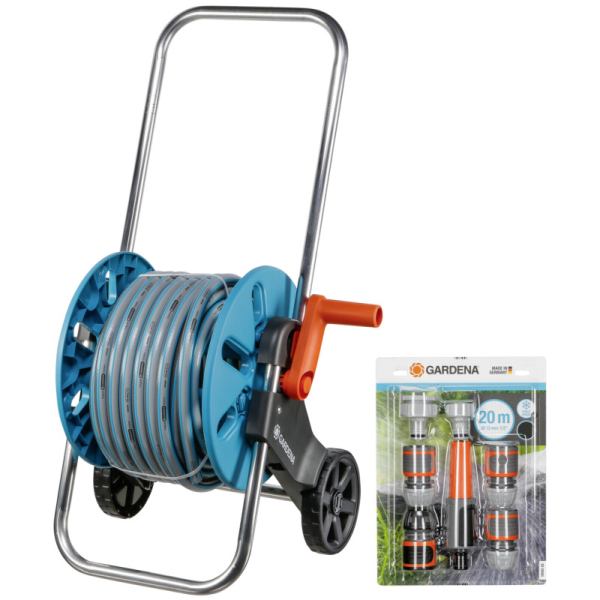 Тележка Gardena AquaRoll S со шлангом + комплект для полива     18502-50.000.00