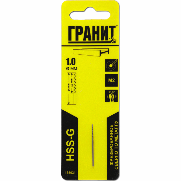 Сверло ГРАНИТ по металлу HSS-G 1,0*34*12 мм