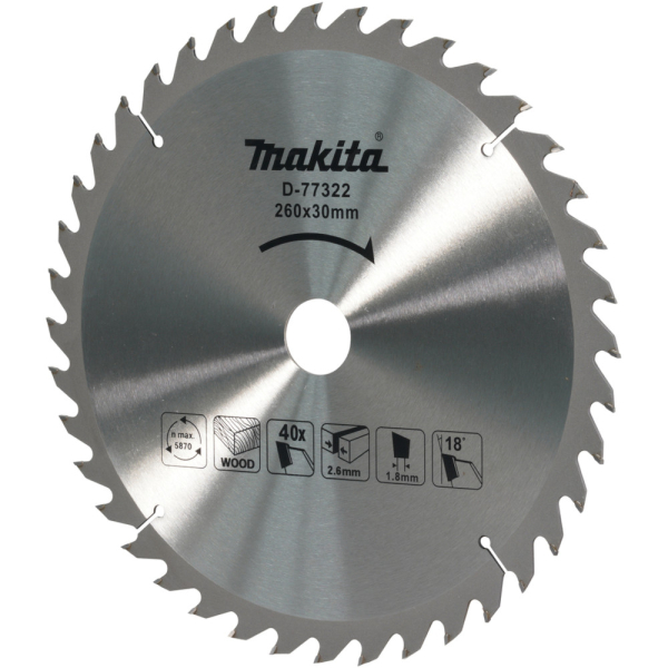 Диск п/п Makita 260*30*2.6/1.8*40T   (D-77322)
