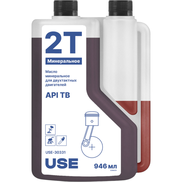 Масло USE 2-х тактное минеральное API TB с дозатором 0,946 л   USE-30331
