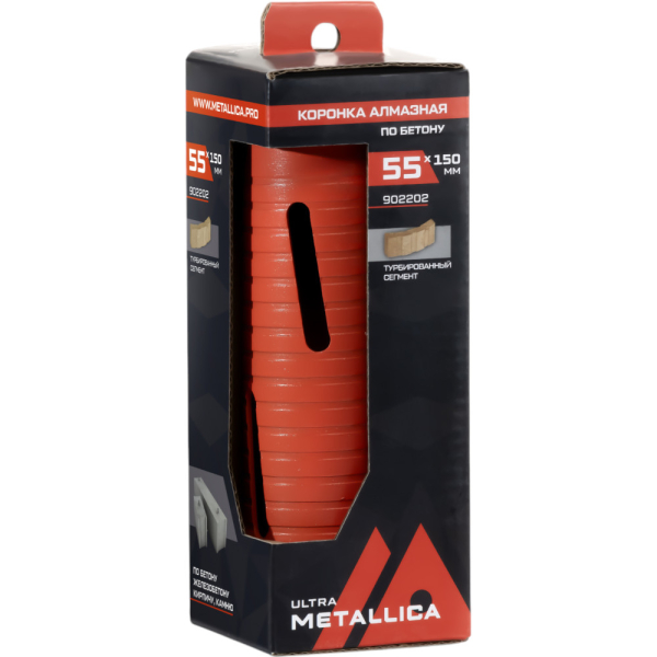 Коронка алмазная сегментная удлин.METALLICA Ultra 55x150 мм,М16,без хвостовика,по бетону   902202