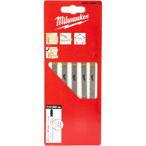 Пилочки Milwaukee для лобзика T101BR 105 мм 5 шт