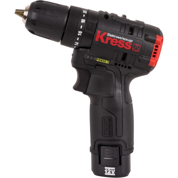 Дрель аккумуляторная KRESS KUC12 12V 2.0Ач х2, ЗУ 1,5А кейс