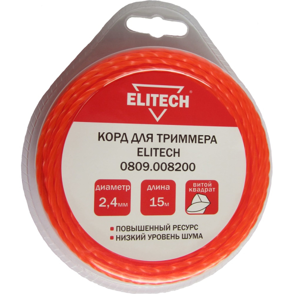 Леска ELITECH 2,4*15 м (витой квадрат)