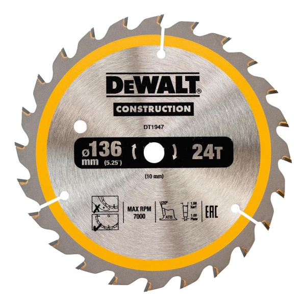 Диск п/п DEWALT DT 1947   136*10*24