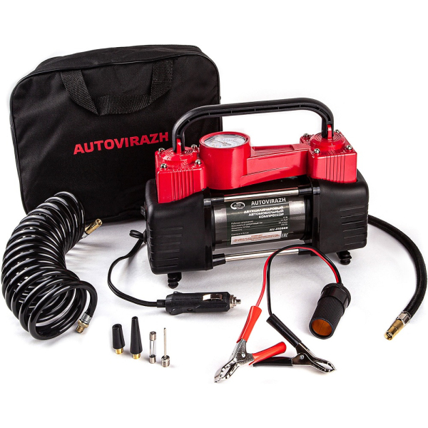 Компрессор автомобильный AUTOVIRAZH двухцилиндровый с манометром   AV-010888