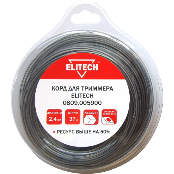 Леска ELITECH 2,4*37 м би-материал (квадрат)