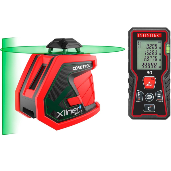 Лазерный уровень CONDTROL XLiner 360 G + Лазерный дальномер INFINITER 30   1-2-352