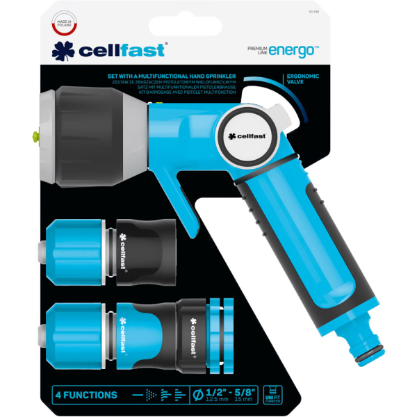 Пистолет для полива CELLFAST ERGOLINE многофункциональный 1/2" + набор