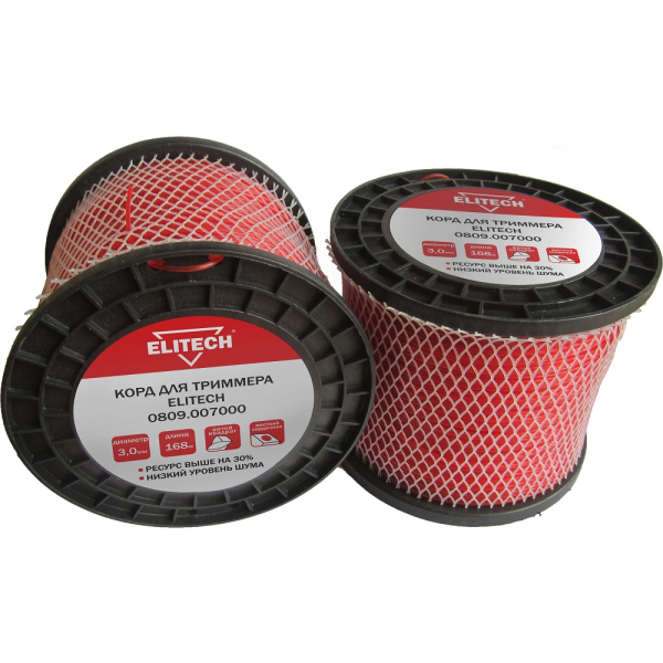 Леска ELITECH 3,0*168 м би-материал (витой квадрат)
