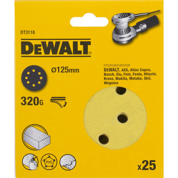 Шкурка ОШМ DEWALT  d 125  DT  3118  XM   Р-320   DT3118-QZ