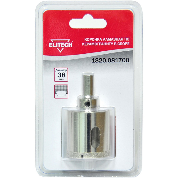 Коронка алмазная ELITECH 38мм   1820.081700