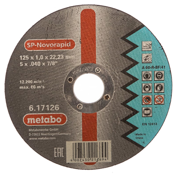 Диск абразивный Metabo SP-Novorapid 125*1,0*22,2 мм нержавейка 617176000