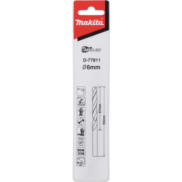Сверло Makita по металлу HSS-GS 6*93   D-77811