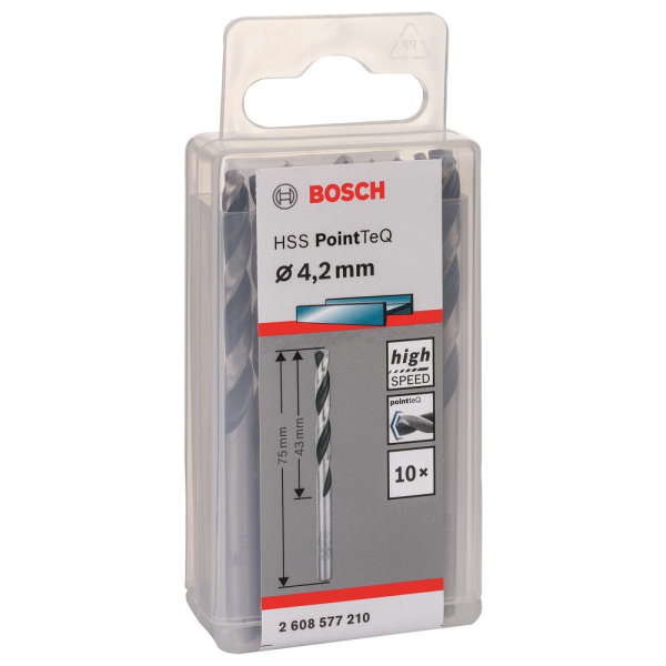 Сверло BOSCH PointTeQ 4.2*43 по металлу спиральное 10шт     2.608.577.210