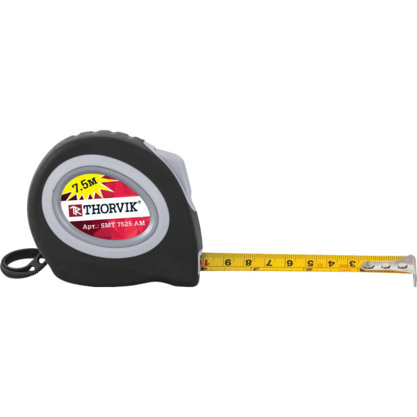 Рулетка THORVIK с магнитным захватом и автостопом 7.5м   SMT7525AM