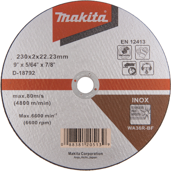 Диск абразивный Makita 230*2,0*22.2 нержавейка   D-18792