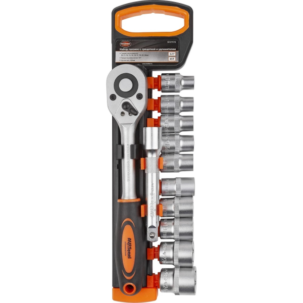 Набор головок с трещоткой AV Steel 12 предметов 1/2"  AV-011012