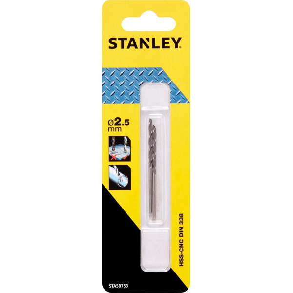 Сверло STANLEY по металлу HSS-G CROWN  2,5*57 (2 шт в упак)   STA50753