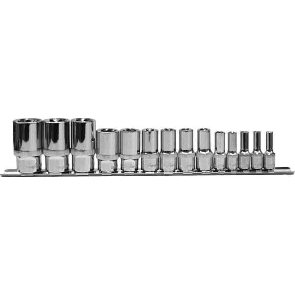 Набор торцевых глубоких головок OMBRA "TORX" 1/2", 1/4", 3/8"DR на держателей, 14 предметов  910714