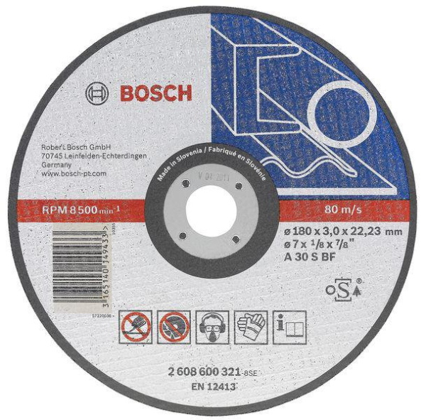 Диск абразивный BOSCH 180*22*3,0 металл     2.608.600.321