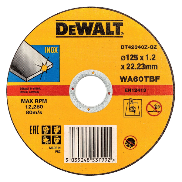 Диск абразивный DEWALT INDUSTRIAL 125*1,2*22.2 металл DT 42340Z